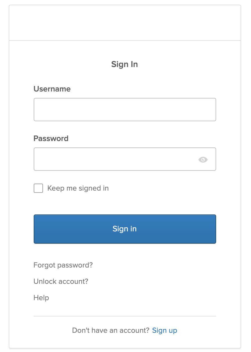 Image of basic Okta Sign-In Widget